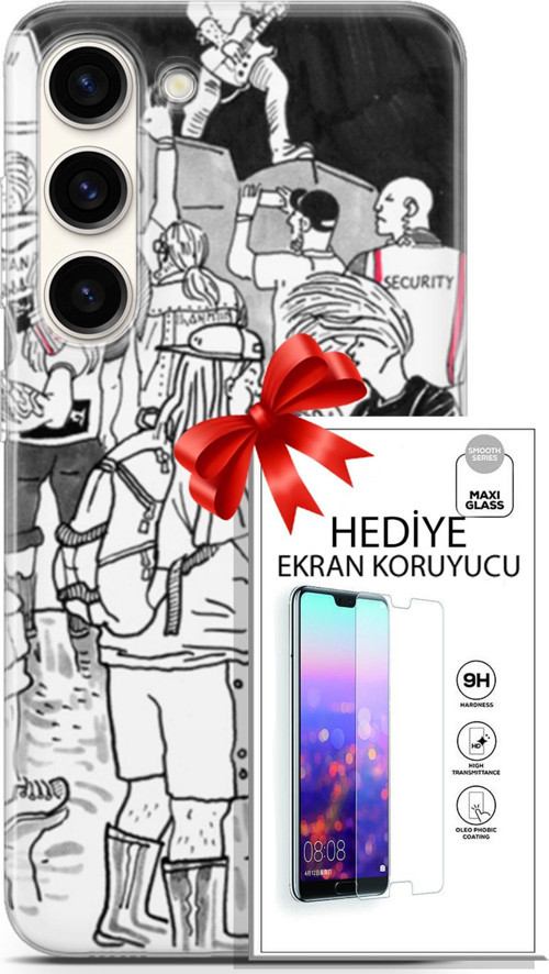 Samsung Galaxy S23 Kılıf Orijinal Seri Punky 17 Party Yumuşak Kılıf + Ekran Koruyucu