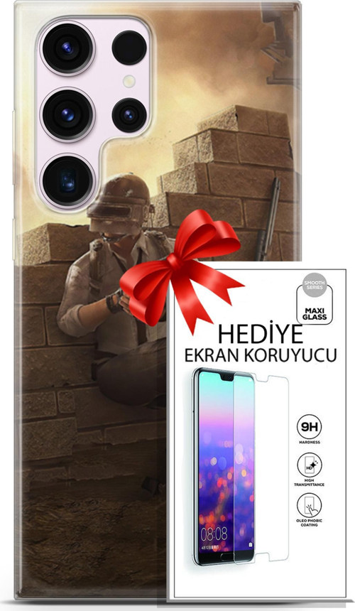 Samsung Galaxy S23 Ultra Kılıf Orijinal Seri Pubg 04 Oyun Karakterleri Silikon Kılıf + Ekran Koruyucu