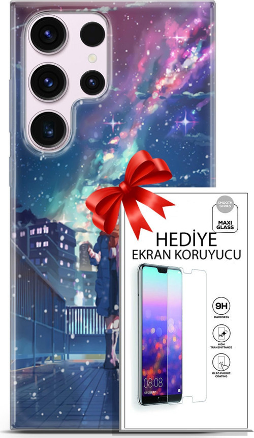 Samsung Galaxy S23 Ultra Kılıf Orijinal Seri Fantasy 10 Anime Kar Full Hd Kılıf + Ekran Koruyucu