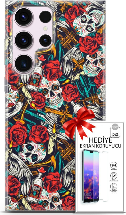 Samsung Galaxy S23 Ultra Kılıf Orijinal Seri Bounce 21 Carol Lowe Darbe Önleyici Kapak + Ön Ekran Koruyucu