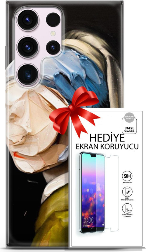 Samsung Galaxy S23 Ultra Kılıf Orijinal Seri Soul 03 Yüzü Olmayan Kadın Arka Kapak + Ekran Koruyucu