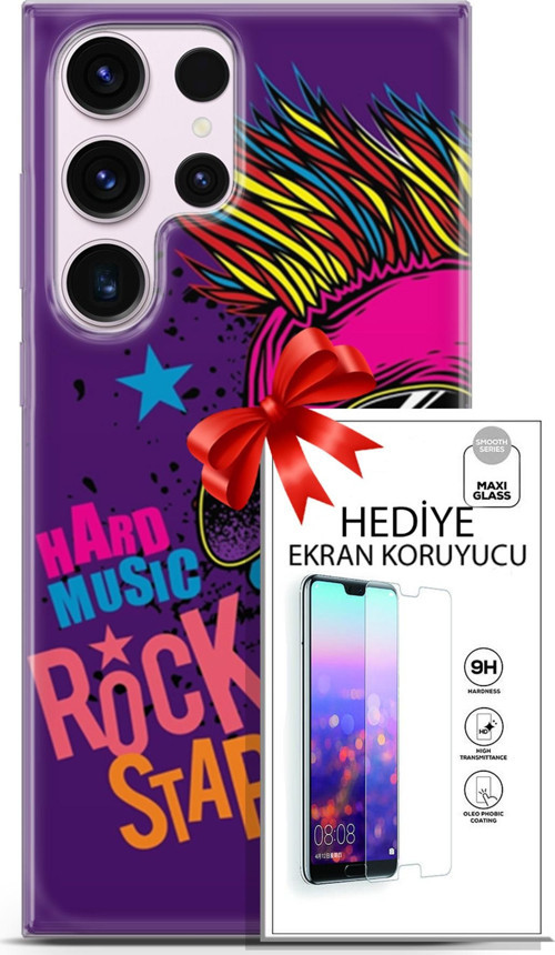 Samsung Galaxy S23 Ultra Kılıf Orijinal Seri Punky 16 Rockstar Hediyelik Kılıf Ve Ekran Koruyucu