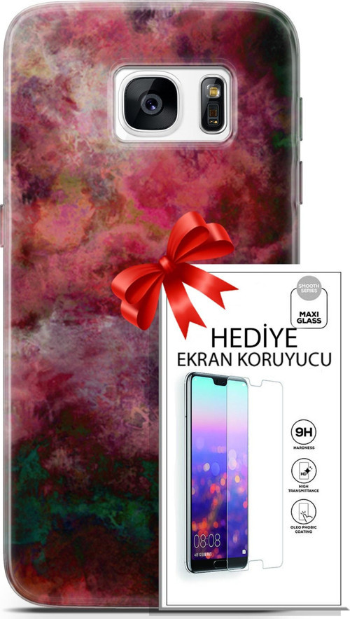 Samsung Galaxy S7 Kılıf Orijinal Seri Nature 28 Bordo İz Bırakmayan Kılıf + Ön Ekran Koruyucu