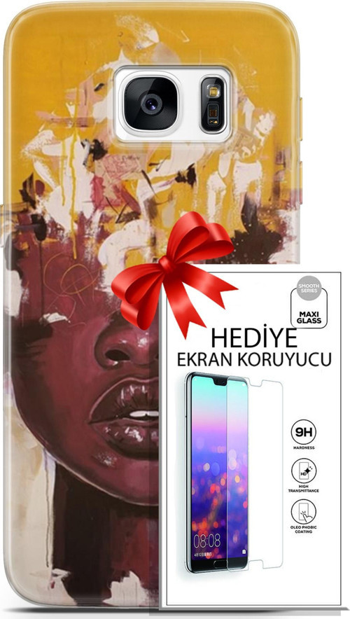 Samsung Galaxy S7 Kılıf Orijinal Seri Soul 23 Sarı Kahverengi Telefon Kabı Ve Ekran Koruyucu