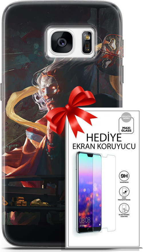 Samsung Galaxy S7 Kılıf Orijinal Seri Neo 07 Batman Vs Deathstroke Desenli Kılıf + Ön Ekran Koruyucu
