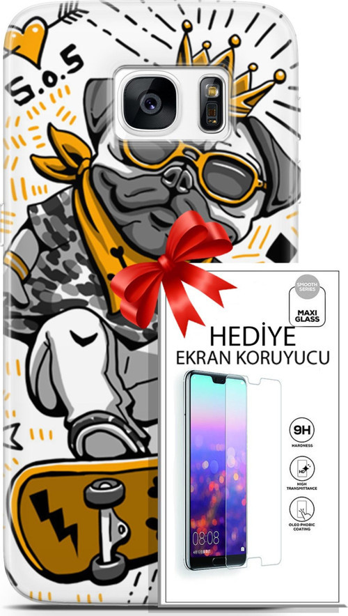 Samsung Galaxy S7 Kılıf Orijinal Seri Punky 09 Punk Pug Uv Kılıf Ve Ekran Koruyucu