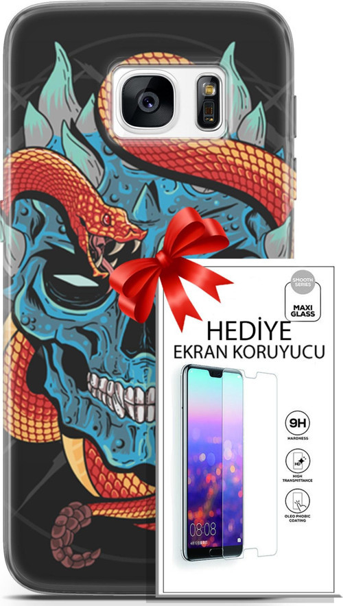 Samsung Galaxy S7 Kılıf Orijinal Seri Punky 13 Şeytan Case Kapak Ekran Koruyucu