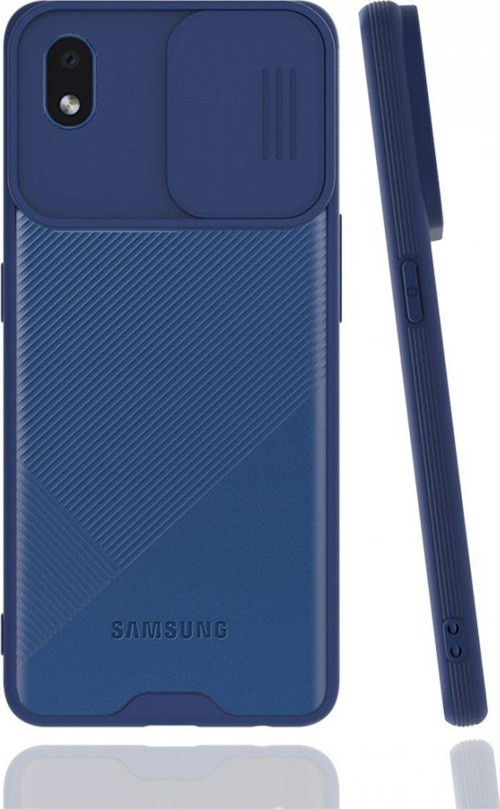 Samsung Galaxy A01 Core Uyumlu Platin Kamera Kızaklı Arka Koruma Kılıf - Lacivert