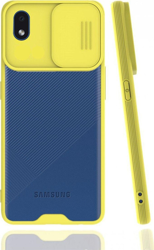 Samsung Galaxy A01 Core Uyumlu Platin Kamera Kızaklı Arka Koruma Kılıf - Sarı