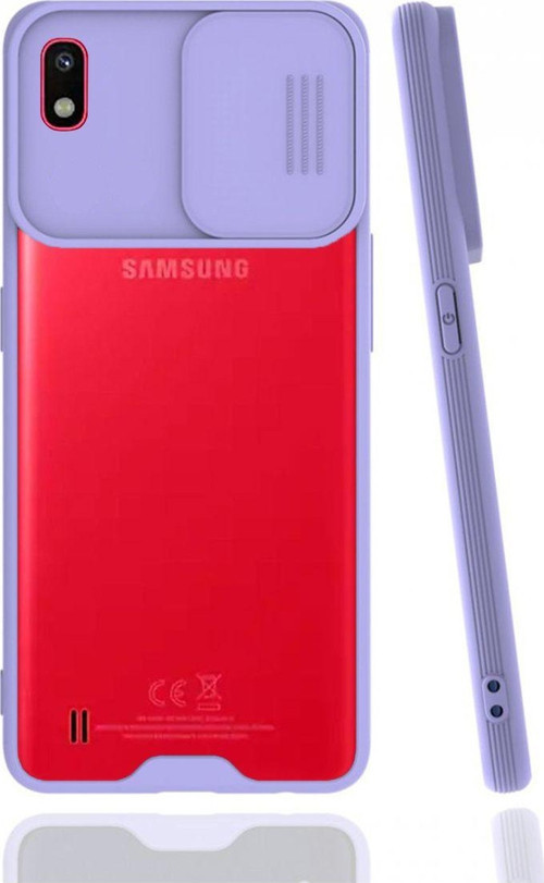Samsung Galaxy A10 Uyumlu Platin Kamera Kızaklı Arka Koruma Kılıf - Lila