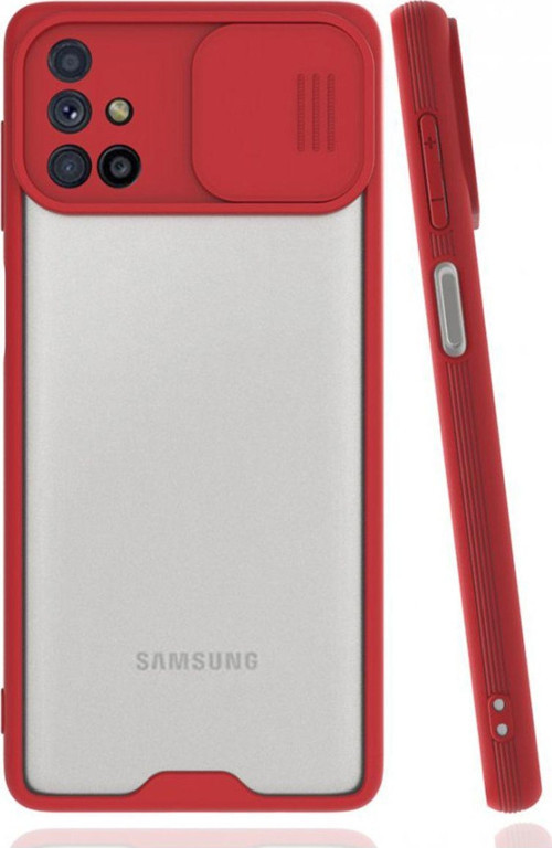 Samsung Galaxy M31S Uyumlu Platin Kamera Kızaklı Arka Koruma Kılıf - Kırmızı