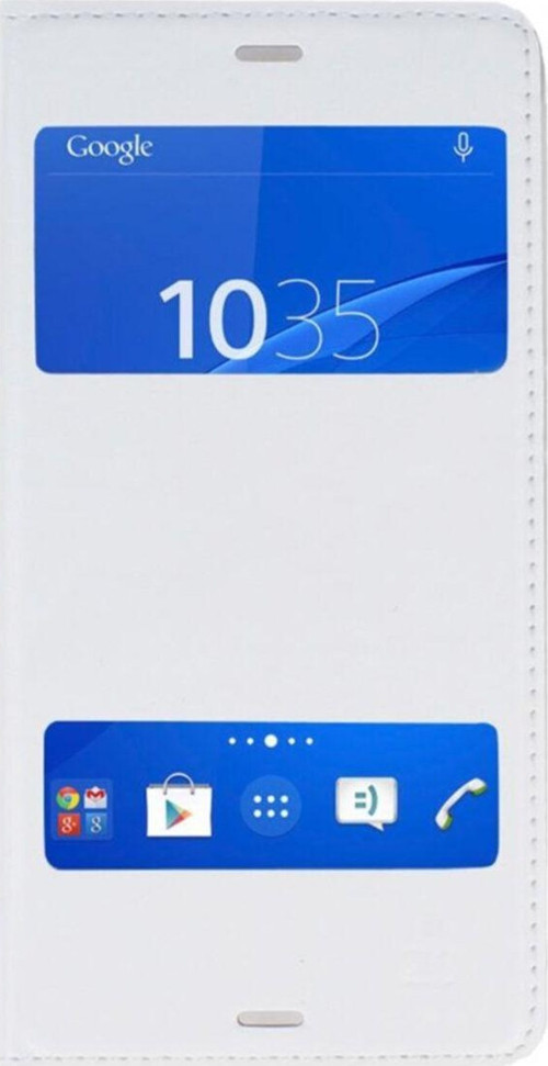 Sony Xperia Z3 Dual Uyumlu Pencereli Kapaklı Kılıf - Beyaz