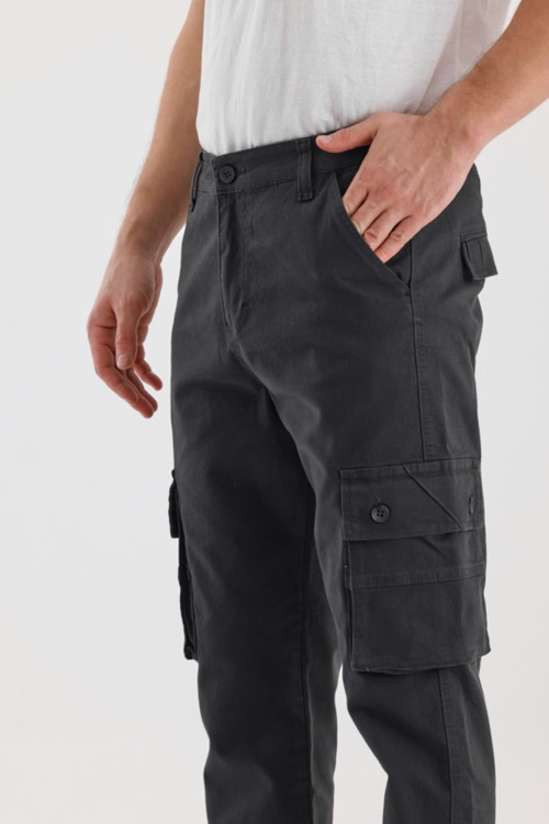 Erkek Füme Regular Kesim Likralı Kargo Cepli Spor Pantolon 2505245