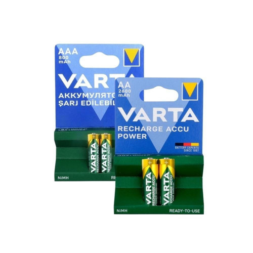 AA 2600 mAh Kalem Pil Şarj Edilebilir 2li + Varta AAA 800 mAh İnce Kalem Pil Şarj Edilebilir 2li