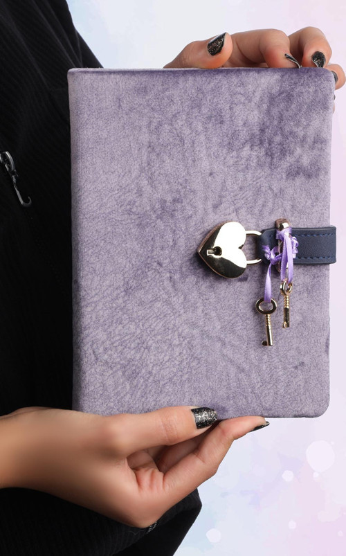 Mor Miyaw Kilitli Defter 13x18 cm. Hatıra Defteri Tarihsiz Not Defteri