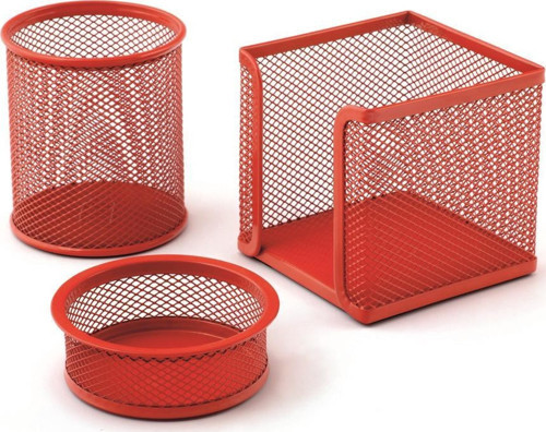 3 lü Masaüstü Perfore Set (Kalemlik + Küpnotluk + Ataçlık)