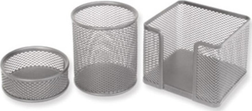 3 lü Masaüstü Perfore Set (Kalemlik + Küpnotluk + Ataçlık)