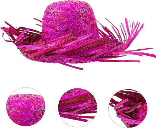 parti parti aksesuar & kostüm Tropikal Parti Pembe Fuşya Hasır Hawaii Şapkası 13x36 cm