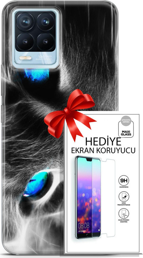 Realme 8 Pro Kılıf Orijinal Seri Scotish-British 26 Amerikan Kedisi Soft Kapak + Ekran Koruyucu