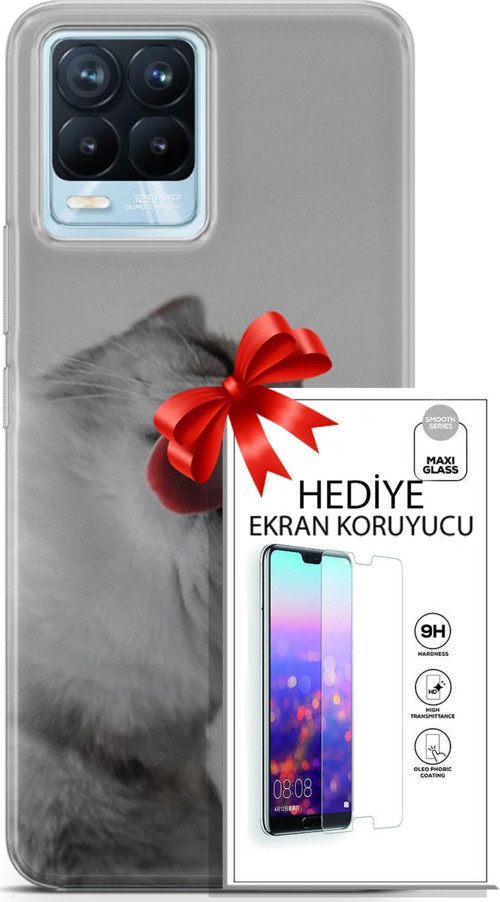 Realme 8 Pro Kılıf Orijinal Seri Scotish-British 07 British Shorthair Desenli Kılıf + Ön Ekran Koruyucu
