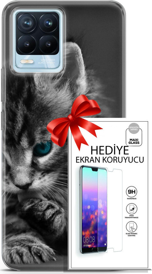 Realme 8 Pro Kılıf Orijinal Seri Scotish-British 19 Mavi Gözlü Ragdoll Tam Koruma Kılıf + Ekran Koruyucu