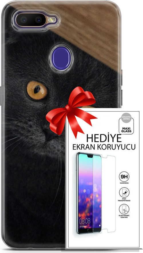 Oppo Rx17 Neo Kılıf Orijinal Seri Scotish-British 03 Sarı Gözler Arka Kapak + Ekran Koruyucu