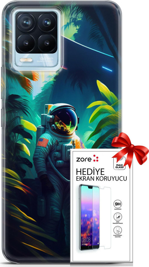 Realme 8 Pro Kılıf Orijinal Seri Supers 10 Astronot Full Hd Kılıf + Ekran Koruyucu