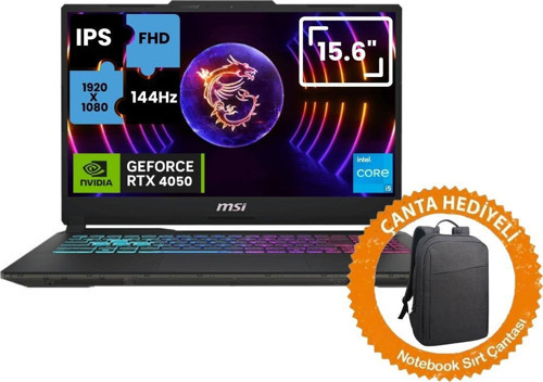 Cyborg 15 A13VEC29-1252XTRC29 İntel Core İ̇5 13420H 32GB 2TB SSD RTX4050 Freedos 15.6" Fhd 144Hz IPS Taşınabilir Bilgisayar+Çanta