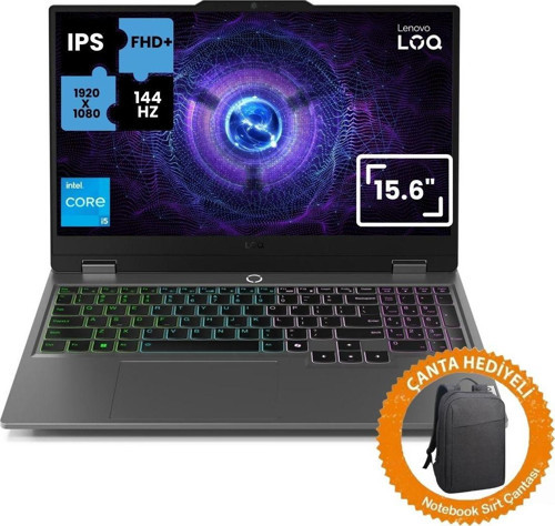 Loq 15IAX9IC56 İntel Core İ5 12450HX 32GB 512GB SSD Arc A530M Windows 11 Pro 15.6" Fhd 144Hz IPS Taşınabilir Bilgisayar +Çanta 83FQ000UTRC56