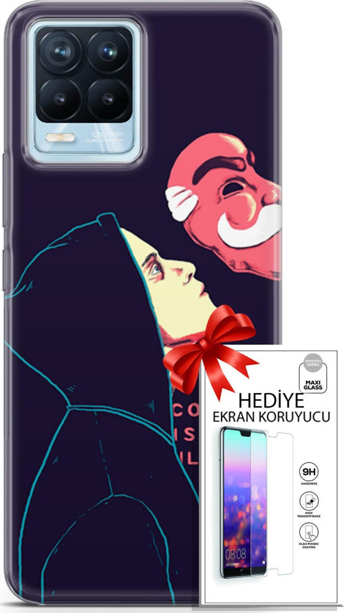 Realme 8 Pro Kılıf Orijinal Seri Algorand 18 Illusion Parlak Kılıf + Ekran Koruyucu Full Korumake