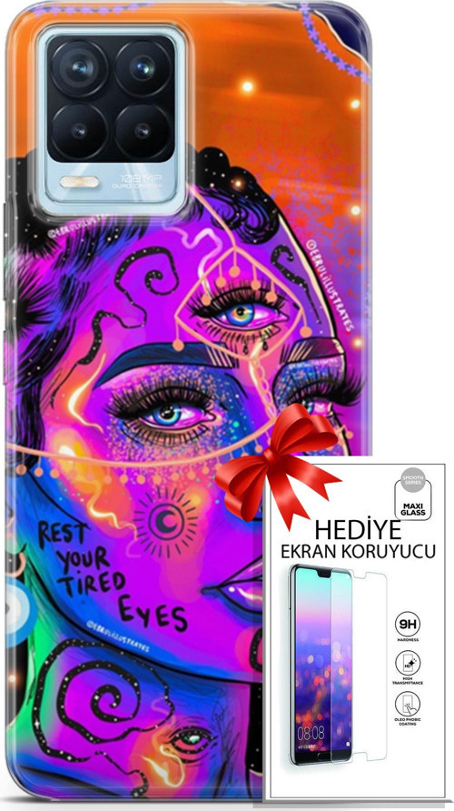 Realme 8 Pro Kılıf Orijinal Seri Cardano 04 Rest Your Tired Silikon Kılıf + Ekran Koruyucu Full Koruma