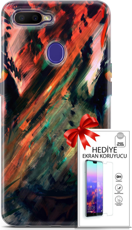 Oppo Rx17 Neo Kılıf Orijinal Seri Algorand 20 Kırmızı Yeşil Renkli Kılıf Ekran Koruyucu