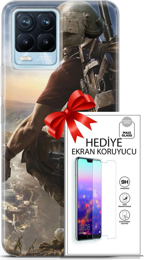 Realme 8 Pro Kılıf Orijinal Seri Pubg 10 Mobile Full Hd Kılıf + Ekran Koruyucu