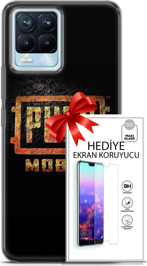 Realme 8 Pro Kılıf Orijinal Seri Pubg 14 Logo Cover Kılıf + Ön Ekran Koruyucu