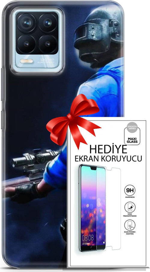 Realme 8 Pro Kılıf Orijinal Seri Pubg 12 Mavi Gömlekli Tasarım Kılıf + Ekran Koruyucu