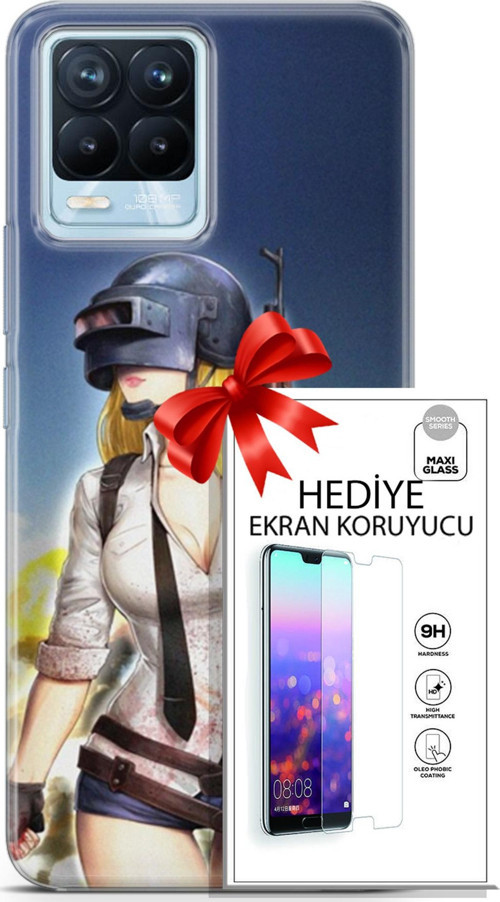 Realme 8 Pro Kılıf Orijinal Seri Pubg 27 Anna Lazer Kesim Silikon Ekran Koruyucu