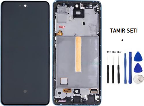- Samsung Galaxy A52 - SM-A525 Lcd Ekran Dokunmatik - A - Kalite ÇITALI MAVİ + TAMİR SETİ