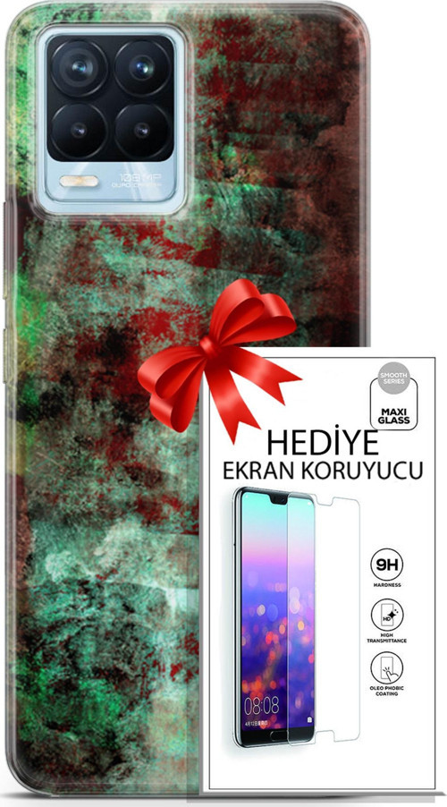 Realme 8 Pro Kılıf Orijinal Seri Nature 10 Su Yeşili Full Hd Kılıf + Ekran Koruyucu