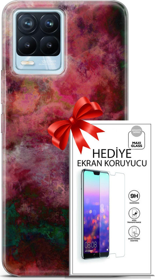Realme 8 Pro Kılıf Orijinal Seri Nature 28 Bordo İz Bırakmayan Kılıf + Ön Ekran Koruyucu