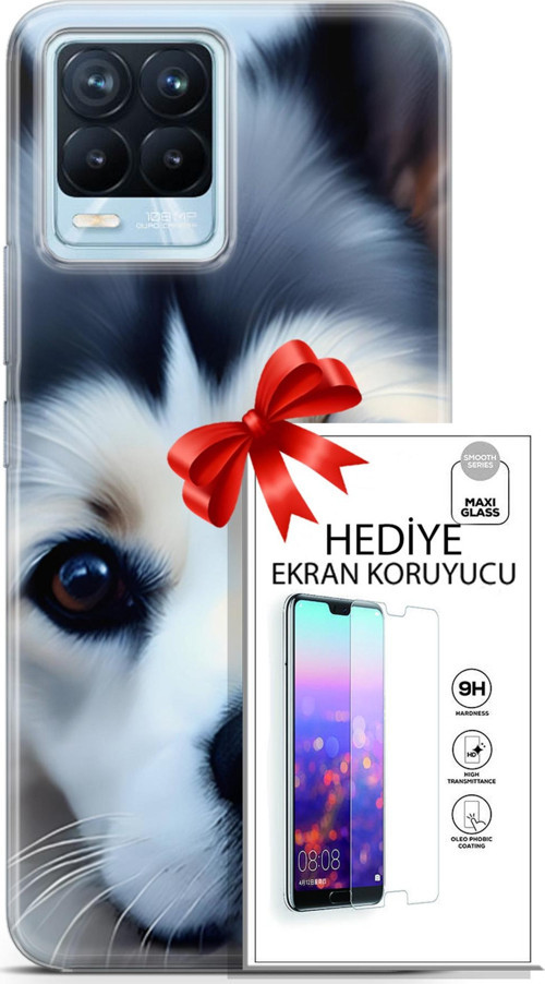 Realme 8 Pro Kılıf Orijinal Seri Dogs 12 Shiba Tasarım Kılıf + Ekran Koruyucu