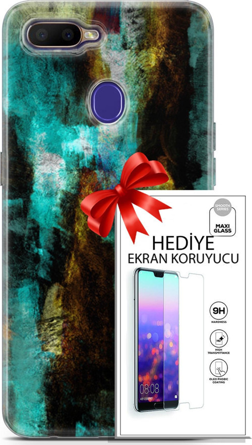 Oppo Rx17 Neo Kılıf Orijinal Seri Nature 12 Kahve Yeşil Tasarım Kılıf + Ekran Koruyucu