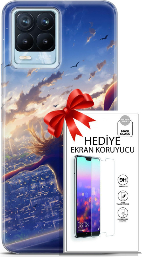 Realme 8 Pro Kılıf Orijinal Seri Fantasy 03 Kuşlar Kız Arka Kapak + Ekran Koruyucu
