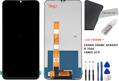 - Oppo Realme C11 Lcd Ekran Dokunmatik -A- Kalite + B-7000 + TAMİR SETİ