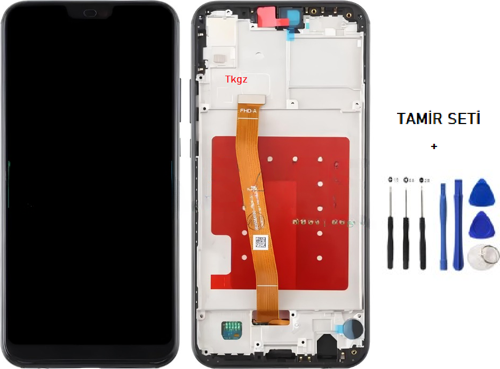 - Huawei Uyumlu P20 Lite Lcd Ekran Dokunmatik -A- Kalite ÇITALI SİYAH + TAMİR SETİ