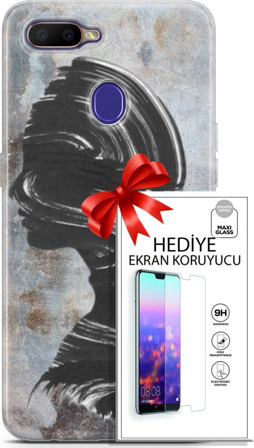 Oppo Rx17 Neo Kılıf Orijinal Seri Soul 18 Silüet Parlak Kılıf + Ekran Koruyucu Full Korumaketi