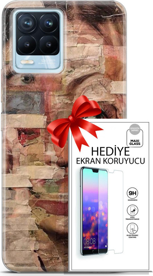 Realme 8 Pro Kılıf Orijinal Seri Soul 20 Yüz Göz Renkli Kılıf Ekran Koruyucu