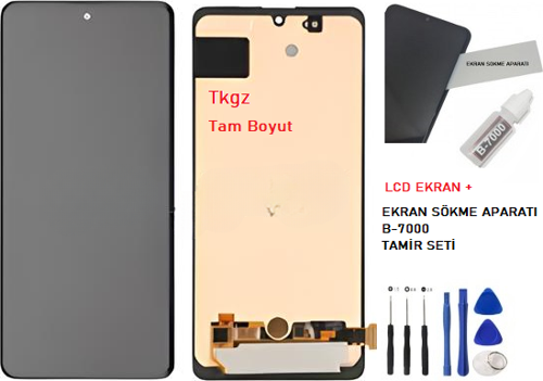 Samsung Galaxy A71 - SM-A715 Uyumlu Lcd Ekran Dokunmatik SERVİS Orijinali + B-7000 + TAMİR SETİ