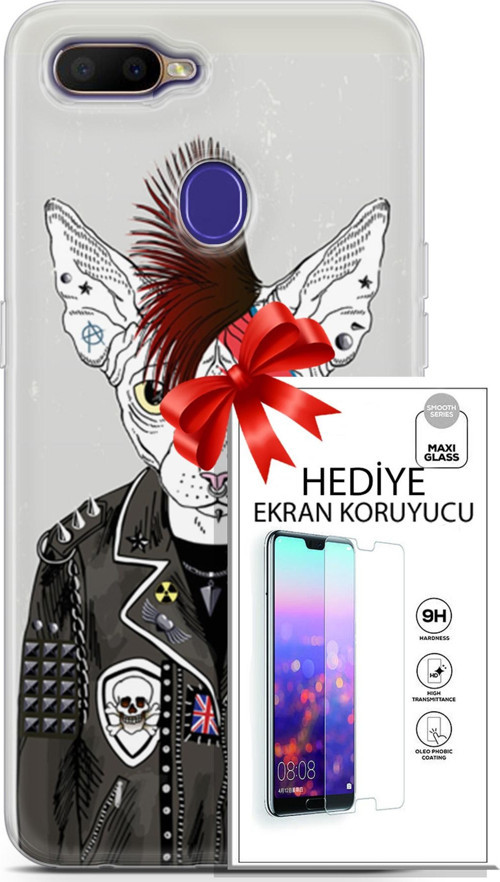 Oppo Rx17 Neo Kılıf Orijinal Seri Punky 06 Punk Kedi Sfenks Koruyucu Kapak Ekran Koruyucu