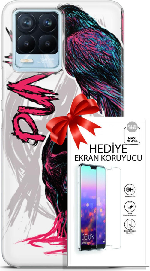 Realme 8 Pro Kılıf Orijinal Seri Punky 03 Karga İskelet Arka Kapak + Ekran Koruyucu