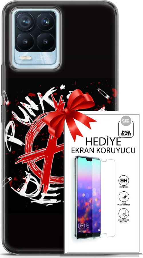 Realme 8 Pro Kılıf Orijinal Seri Punky 15 Punk'S Not Dead Kalın Silikon + Ekran Koruyucu